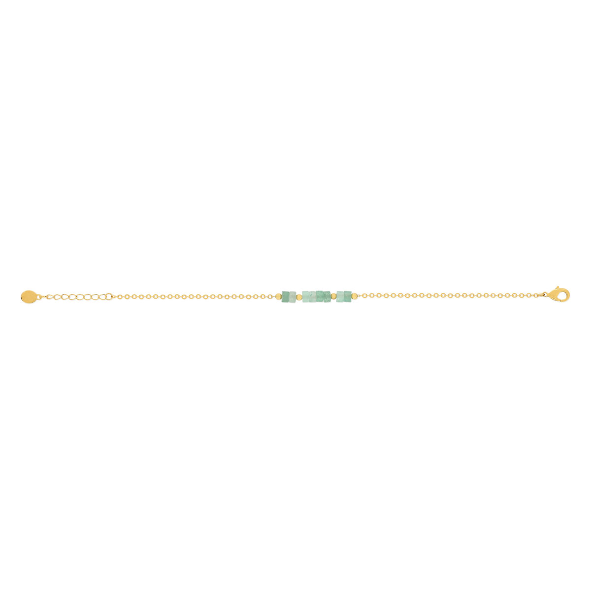 Bracelet plaqué or jaune quartzites verts 16 à 18 cm - vue 2