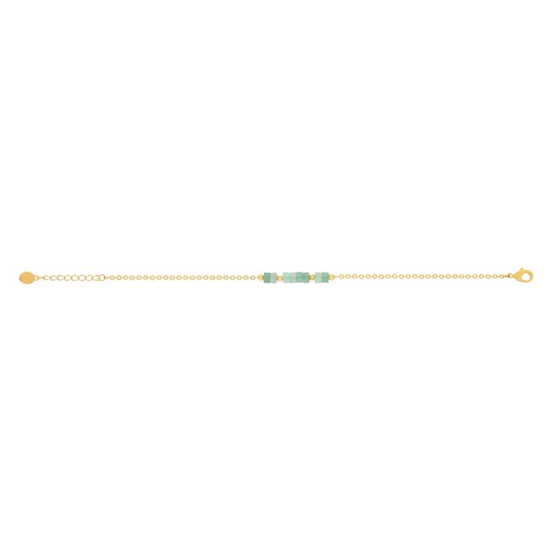 Yellow gold-plated bracelet green quartzites 16 to 18 cm - view 2