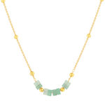 Collier plaqué or jaune quartzites verts 45 cm - vue 1