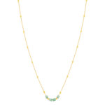 Collier plaqué or jaune quartzites verts 45 cm - vue 2