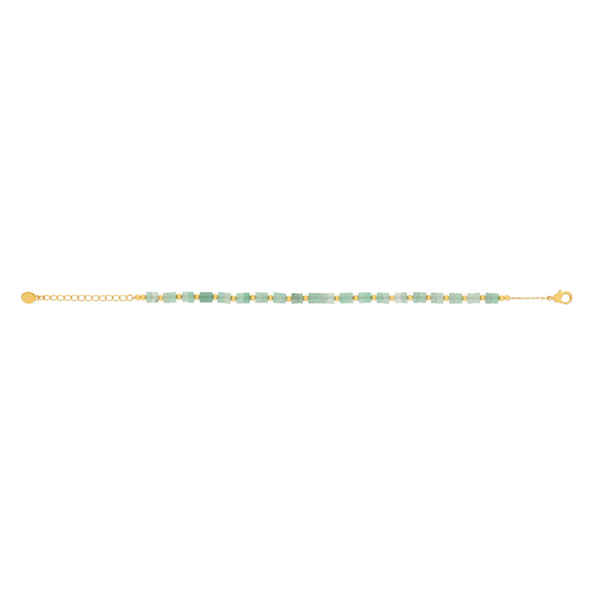 Bracelet plaqué or jaune quartzites verts 16 à 19.5 cm - vue 2