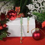 Bracelet plaqué or jaune quartzites verts 16 à 19.5 cm - vue D1