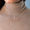 Collier double rang plaqué or jaune quartz rose perles rocaille 40 cm - vue Vporté 1