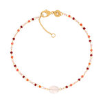 Bracelet plaqué or jaune quartz rose perles rocaille 18 cm - vue 1