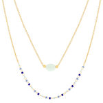 Collier plaqué or jaune amazonite perles rocaille 40 cm - vue 1