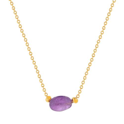 Collier plaqué or jaune améthyste 42 à 45 cm