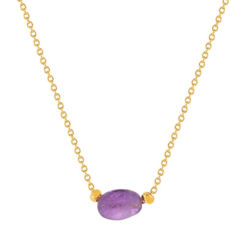 Collier plaqué or jaune améthyste 42 à 45 cm - vue 1