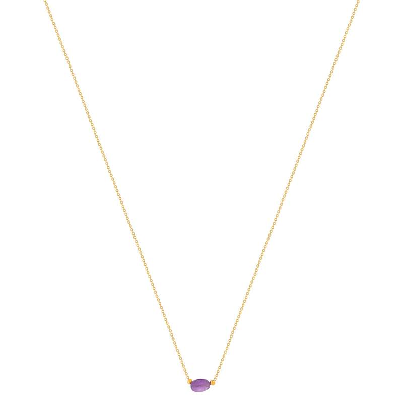 Collier plaqué or jaune améthyste 42 à 45 cm - vue 2