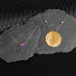 Collier plaqué or jaune améthyste 42 à 45 cm - vue D2