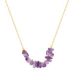 Collier plaqué or jaune améthystes 42 à 45 cm - vue 1