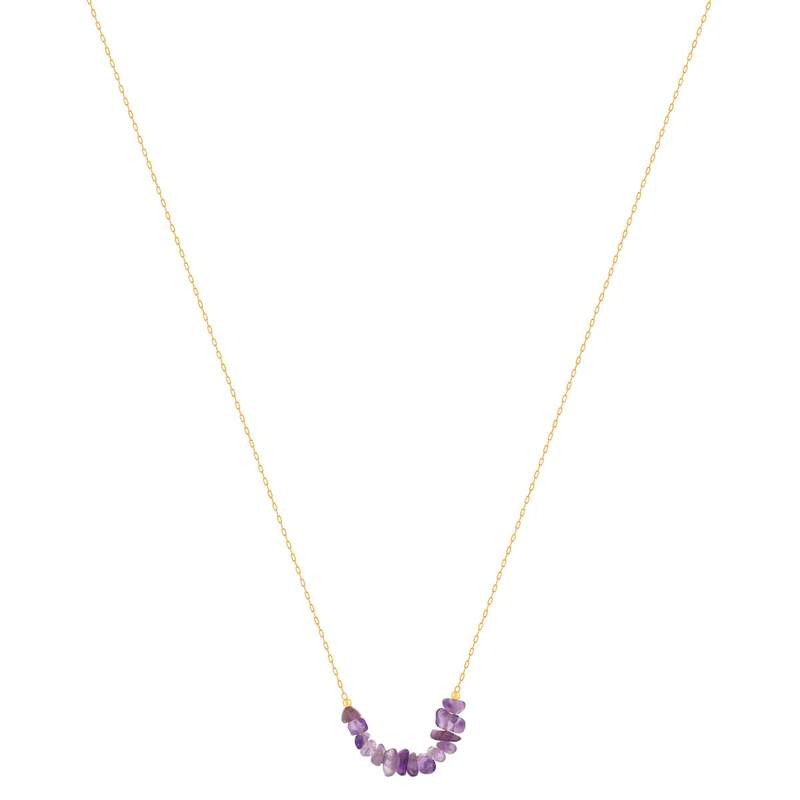 Yellow gold-plated amethyst necklace 42 to 45 cm - view 2