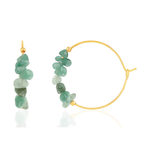 Créoles plaqué or jaune quartzites verts 25 mm - vue 1