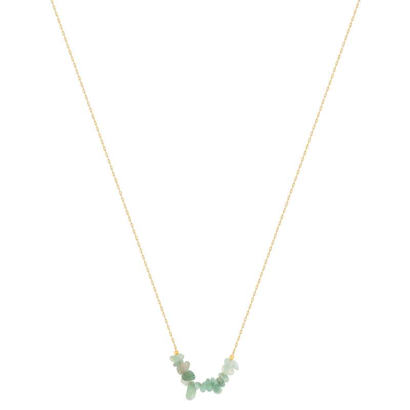 Collier plaqué or jaune quartzites verts 42 à 45 cm - vue 2