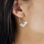 Créoles plaqué or jaune quartz rose 25 mm. - vue porté 1