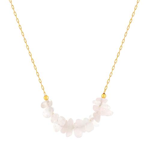Gold-plated rose quartz necklace 42 to 45 cm