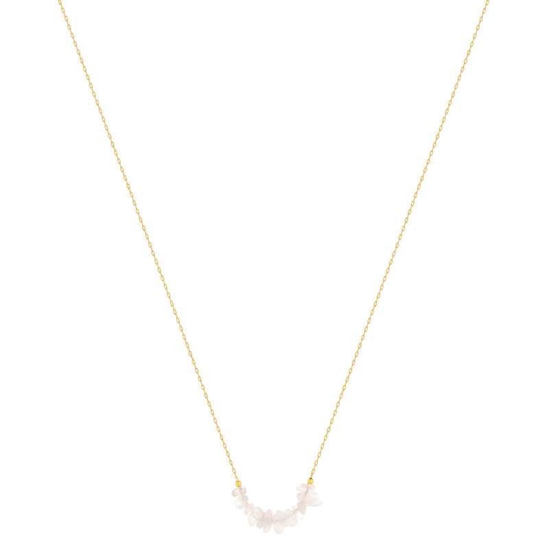 Collier plaqué or jaune quartz rose 42 à 45 cm - vue 2