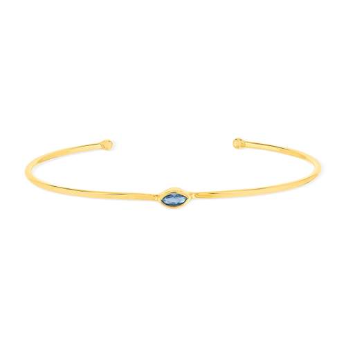 Bracelet plaqué or jaune pierre synthetique bleue 58 mm