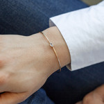 Bracelet plaqué or jaune pierre synthetique bleue 58 mm - vue porté 1