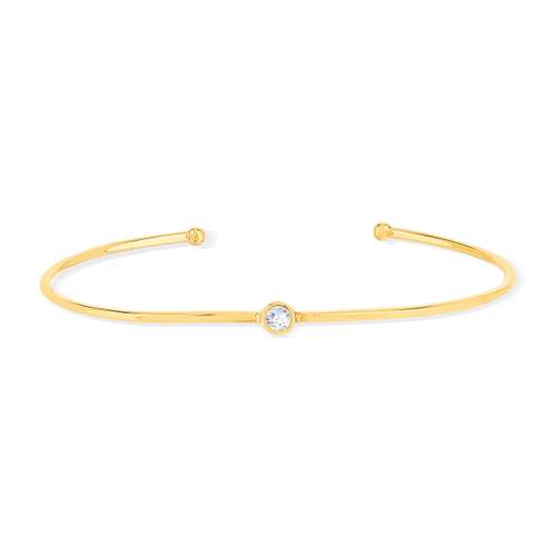 Bracelet plaqué or jaune pierre synthétique bleue 58 mm