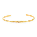 Bracelet plaqué or jaune strié zirconia 58 mm - vue 1