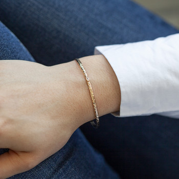 Bracelet plaqué or jaune strié zirconia 58 mm