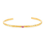 Bracelet plaqué or jaune pierre synthétique rouge - vue 1