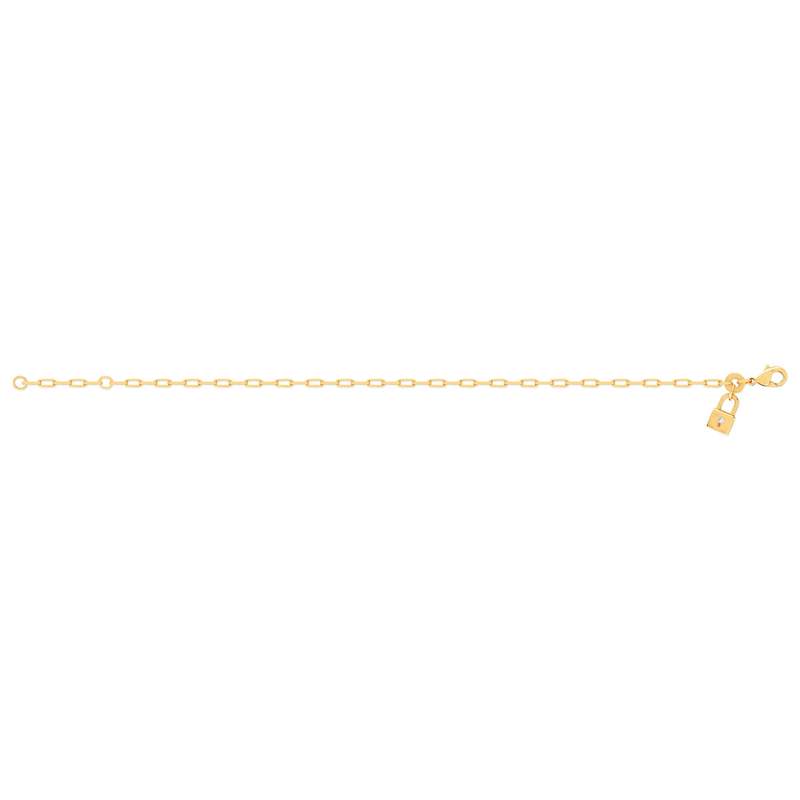 Bracelet plaqué or jaune motif cadenas zirconia 18 cm - vue 2