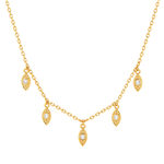 Collier plaqué or jaune, motif feuille zirconias 45 cm - vue 1