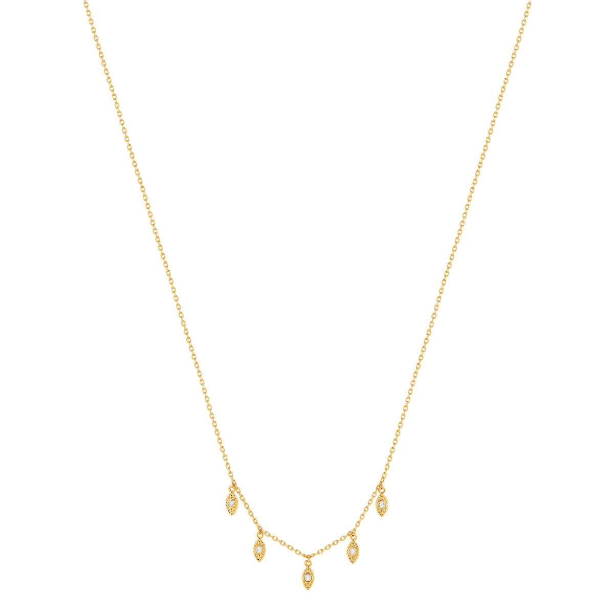 Collier plaqué or jaune, motif feuille zirconias 45 cm - vue 2