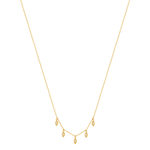 Collier plaqué or jaune, motif feuille zirconias 45 cm - vue 2