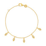 Bracelet plaqué or jaune, motif feuille zirconias 18 cm - vue 1