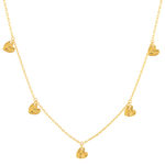 Collier plaqué or jaune, pampilles coeurs martelé 45 cm - vue 1