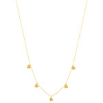 Collier plaqué or jaune, pampilles coeurs martelé 45 cm - vue 2