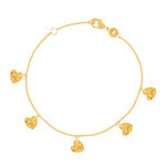 Bracelet plaqué or jaune pampilles coeurs martelé 18 cm - vue 1