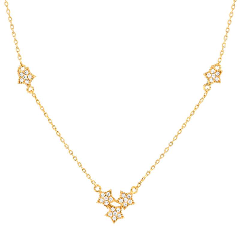 Goudkleurige ketting met sterrenmotief en zirkonia's, 45 cm - afbeelding 1