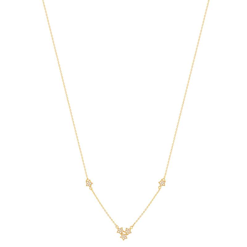 Geelgoud vergulde ketting met sterrenmotief en zirkonia's, 45 cm - afbeelding 2
