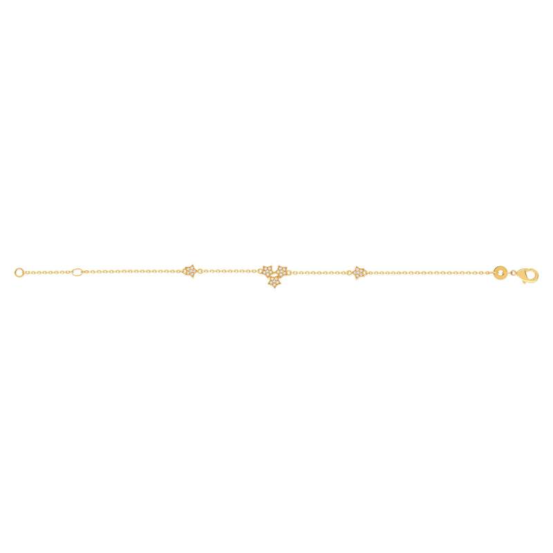 Bracelet plaqué or jaune motif étoile zirconias 18 cm - vue 2