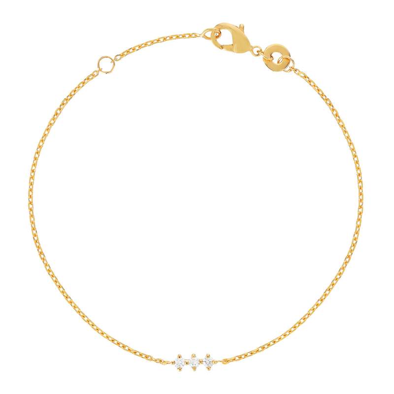 Bracelet plaqué or jaune zirconias 18 cm - vue 1