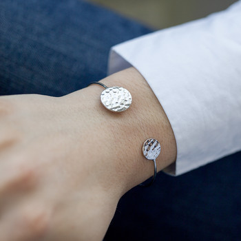 Bracelet argent 925 motif cercle martelé 58 mm