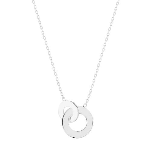 925 zilveren halsketting met in elkaar gevlochten ringen, aanpasbaar 45 cm