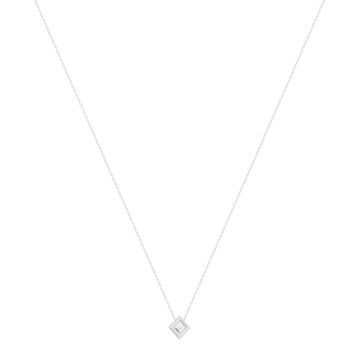 925 zilveren collier, kralen diamant motief 45 cm