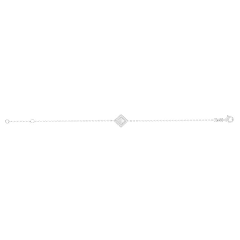 Bracelet argent 925, motif losange perlé 18 cm - vue 2