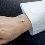 Bracelet argent 925, motif losange perlé 18 cm - vue porté 1