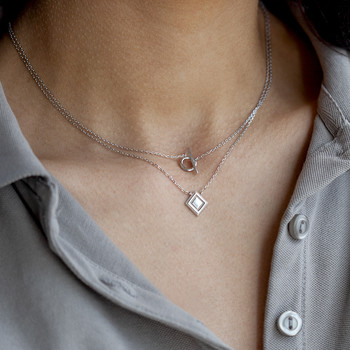 Collier argent 925 motif fermoir T/bar 45cm