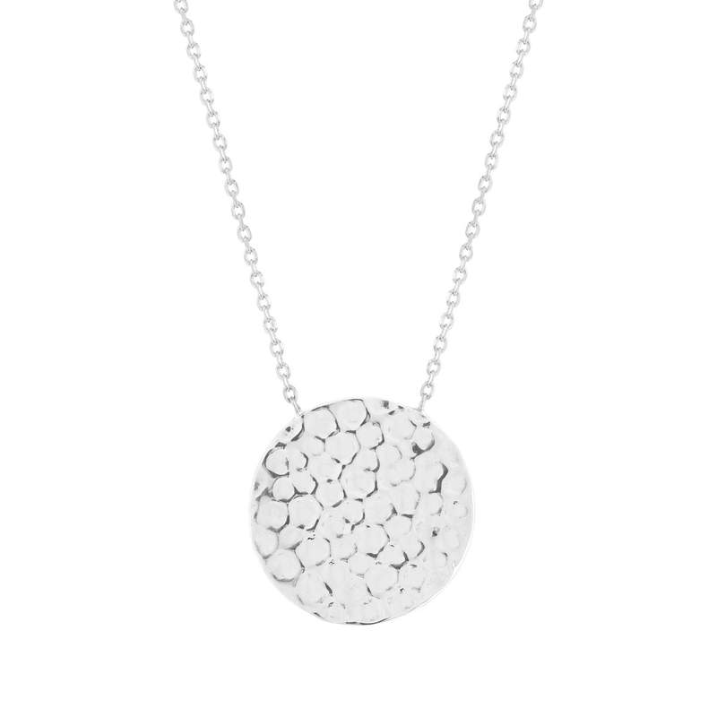 Collier argent 925 médaille martelée 45 cm - vue 1