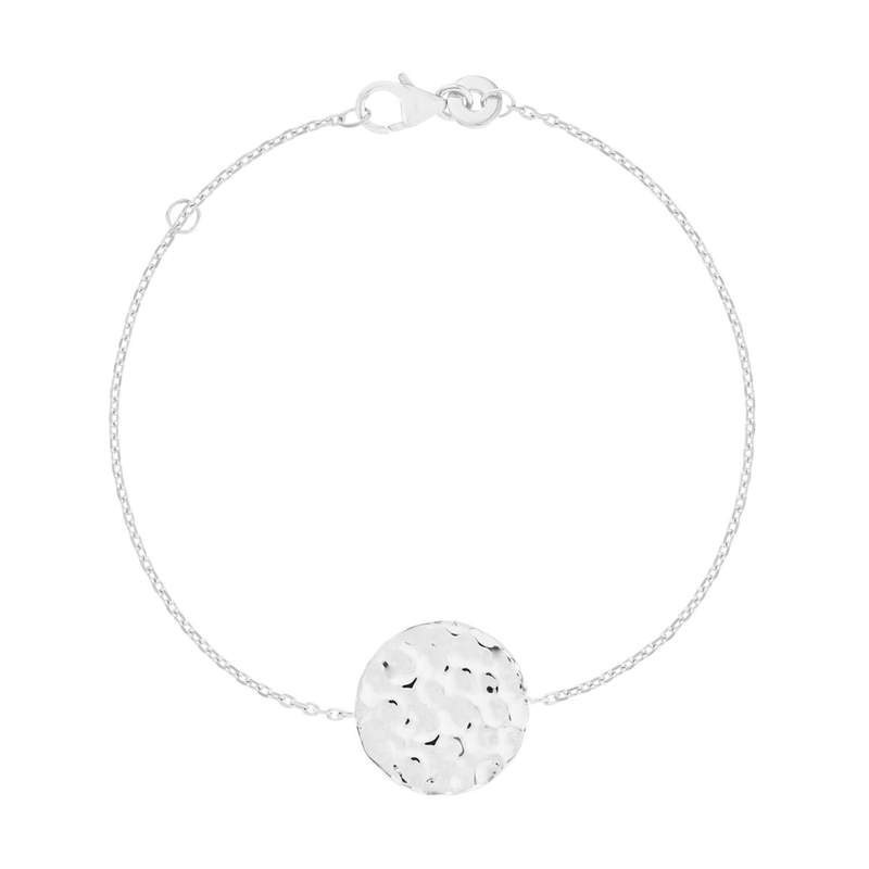 Bracelet argent 925 médaille martelée 18 cm - vue 1