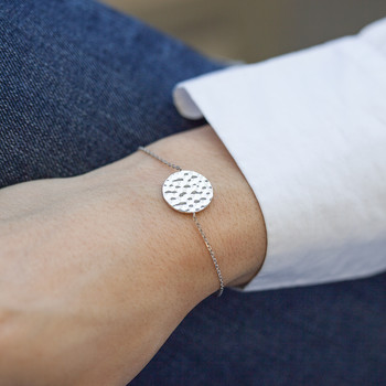 Bracelet argent 925 médaille martelée 18 cm