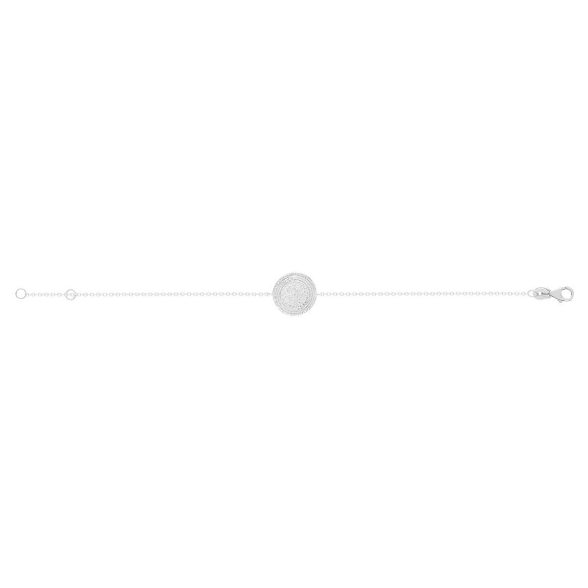 Bracelet argent 925, médaille perlée 18 cm - vue 2