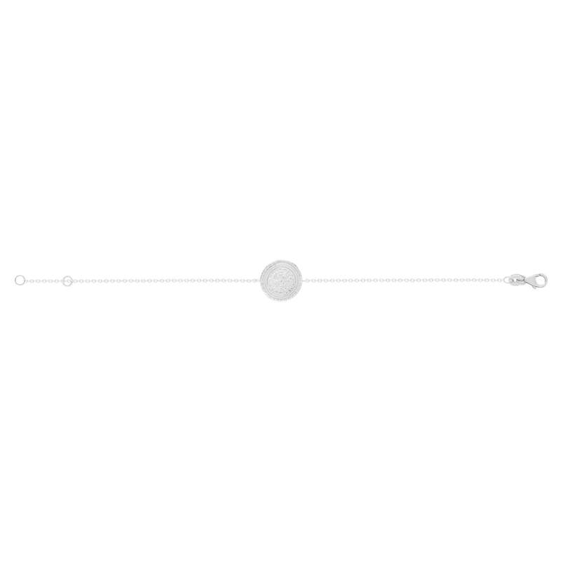 Bracelet argent 925, médaille perlée 18 cm - vue 2