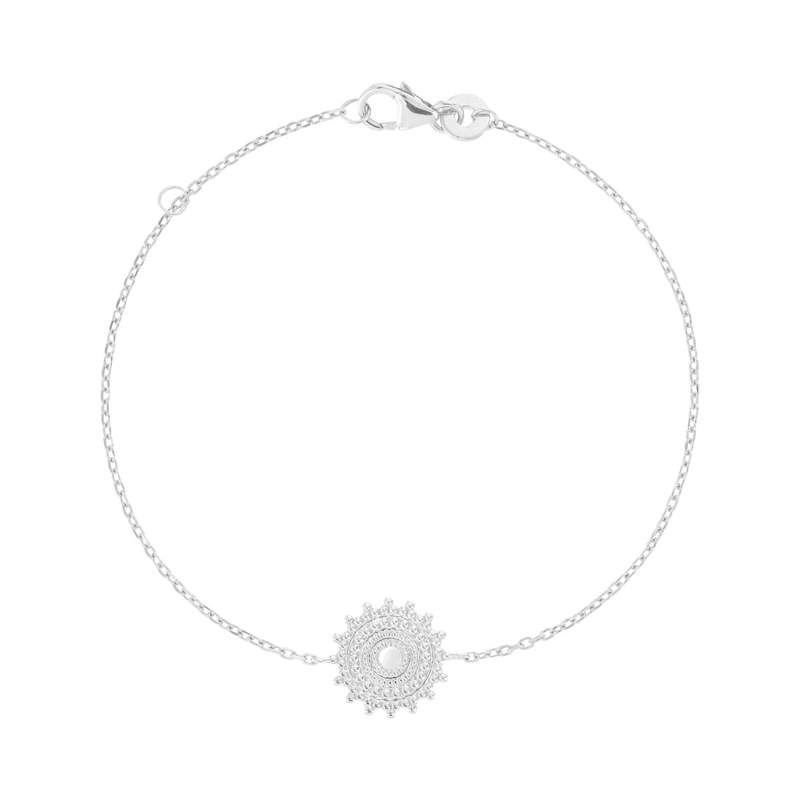 Bracelet argent 925 médaille perlée 18 cm - vue 1